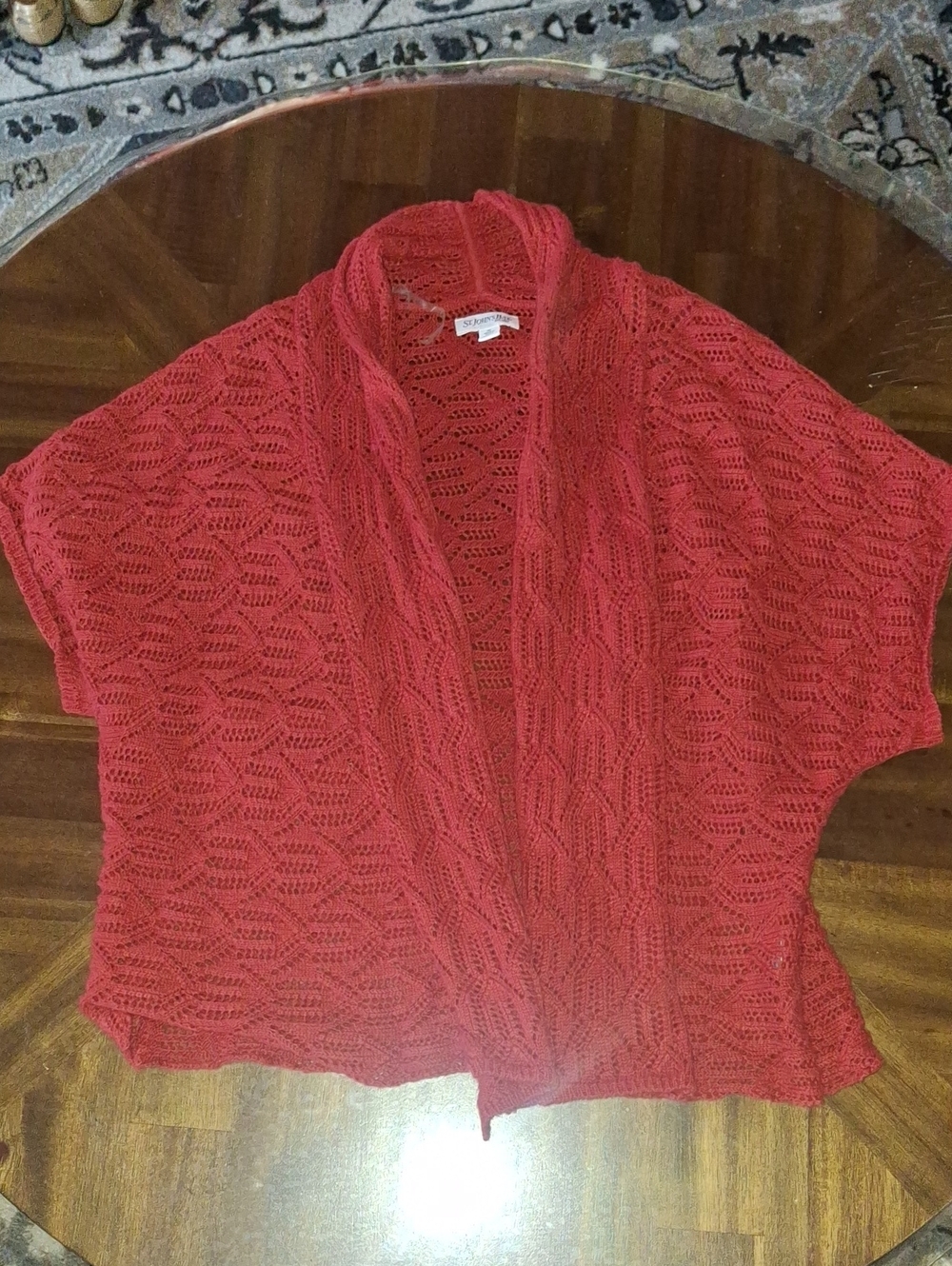 St. Johns Bay Red Open-Front Knit Women's Sweater